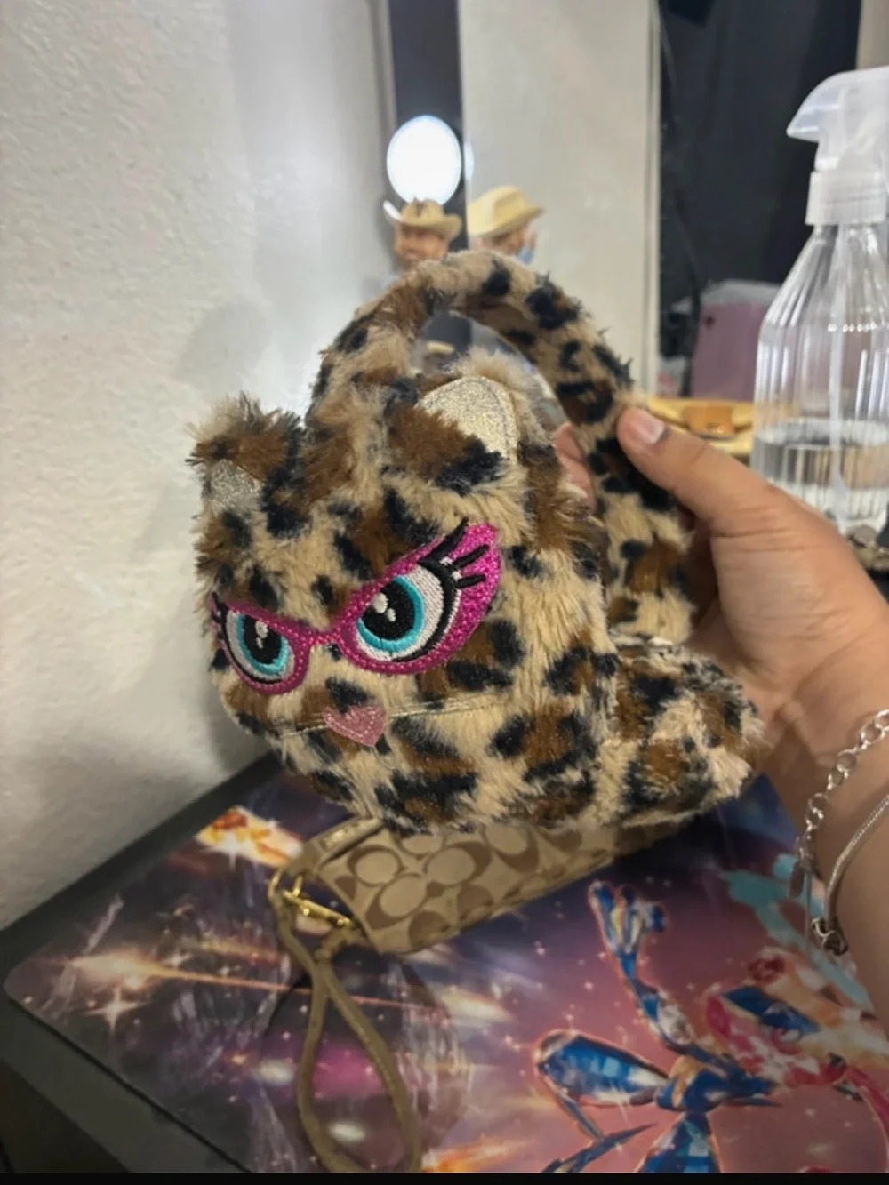 Leopard-print faux fur winter earmuffs!